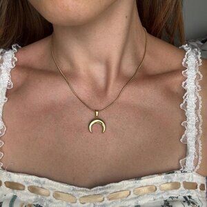 The Luna Stainless steel gold crescent moon necklace